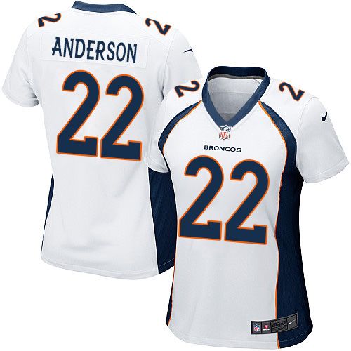 Nike Broncos #22 C.J. Anderson White Women's Stitched NFL New Elite Jersey